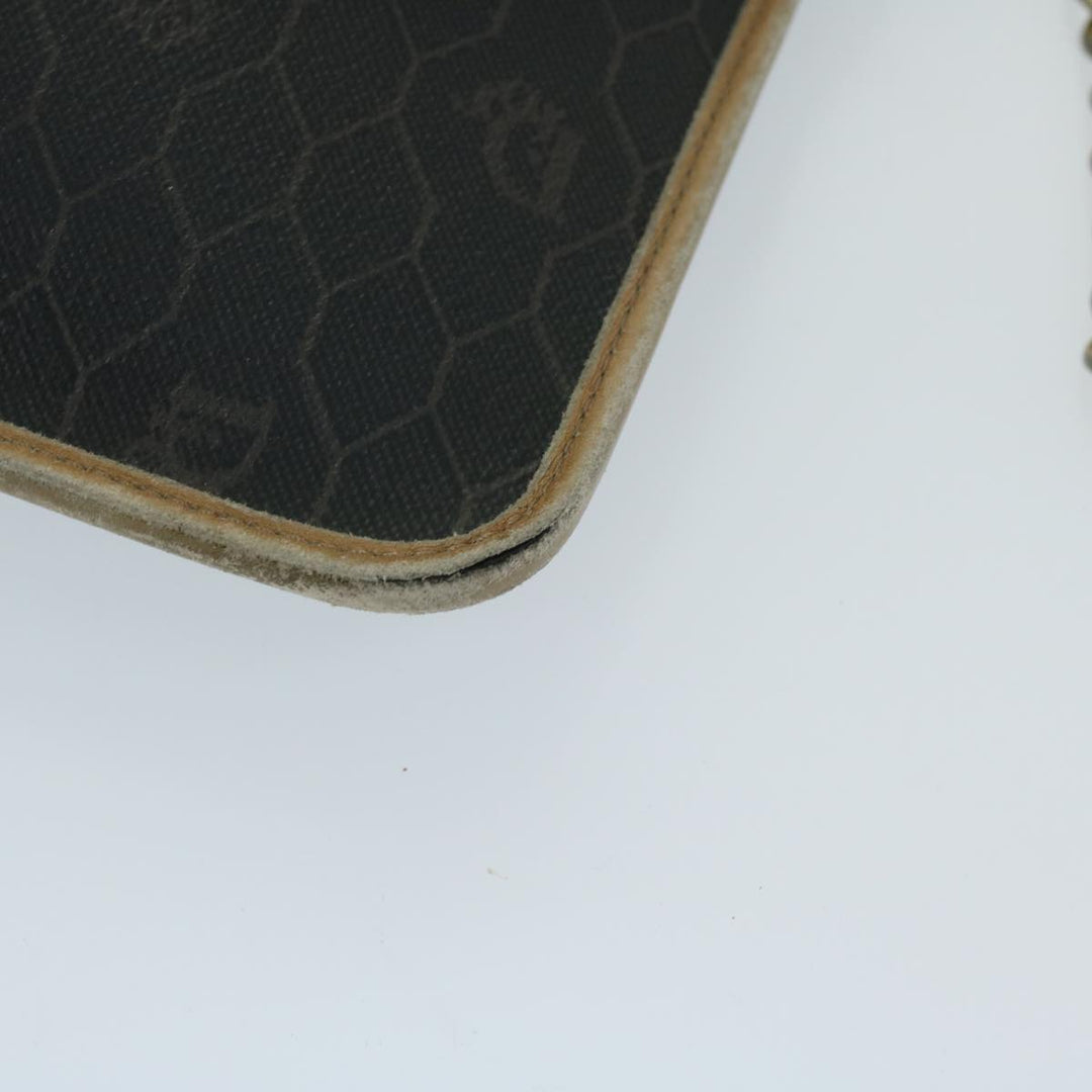 CHRISTIAN Top quality Dior Honeycomb Canvas Chain Shoulder Bag PVC Black Auth bs12883