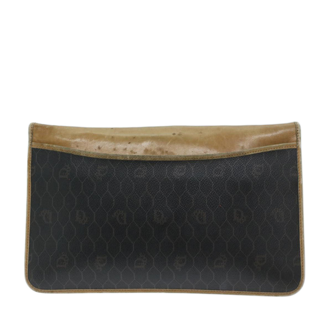CHRISTIAN Top quality Dior Honeycomb Canvas Chain Shoulder Bag PVC Black Auth bs12883