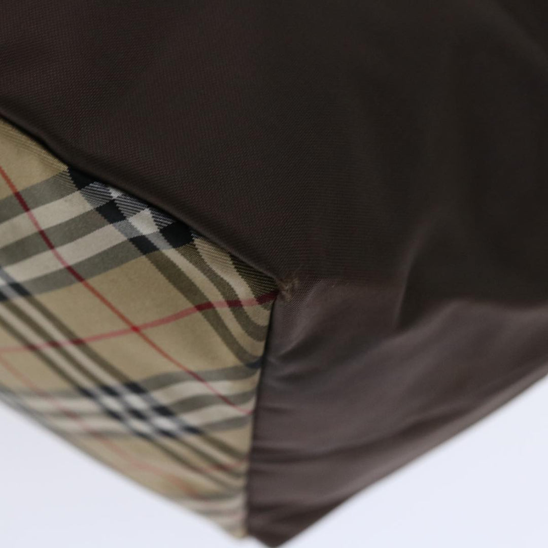 BurberrySs Nova Check Blue Label Tote Bag Nylon Brown Auth bs12913