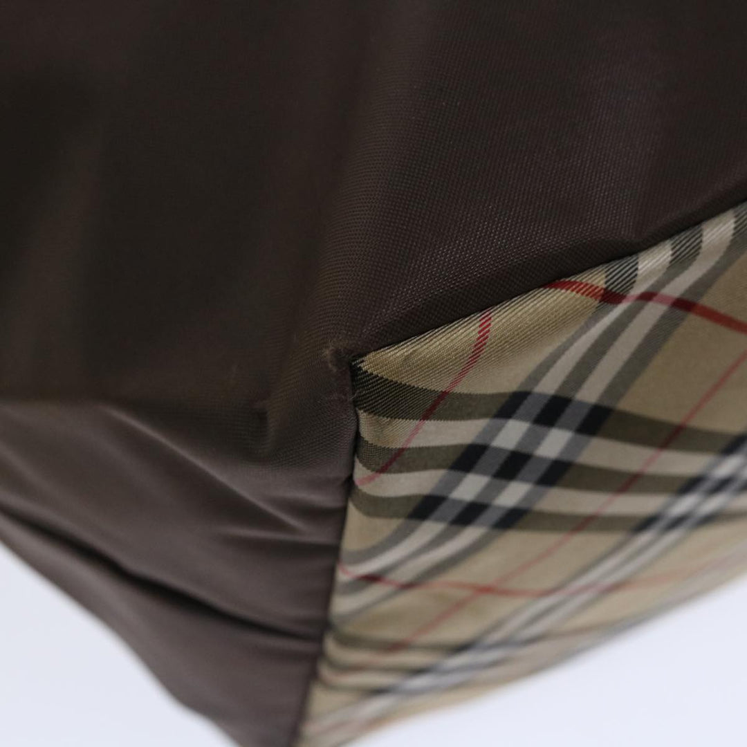 BurberrySs Nova Check Blue Label Tote Bag Nylon Brown Auth bs12913