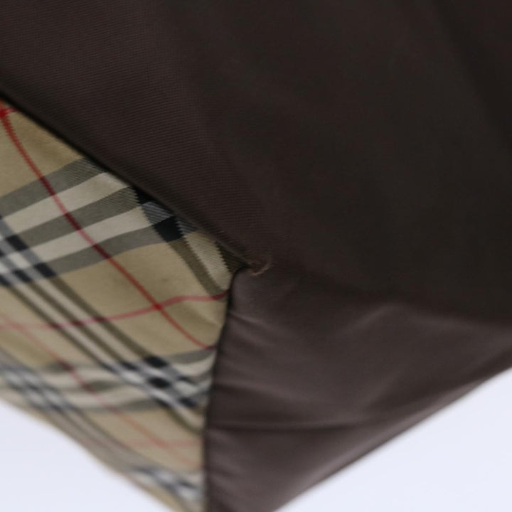 BurberrySs Nova Check Blue Label Tote Bag Nylon Brown Auth bs12913