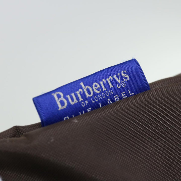 BurberrySs Nova Check Blue Label Tote Bag Nylon Brown Auth bs12913