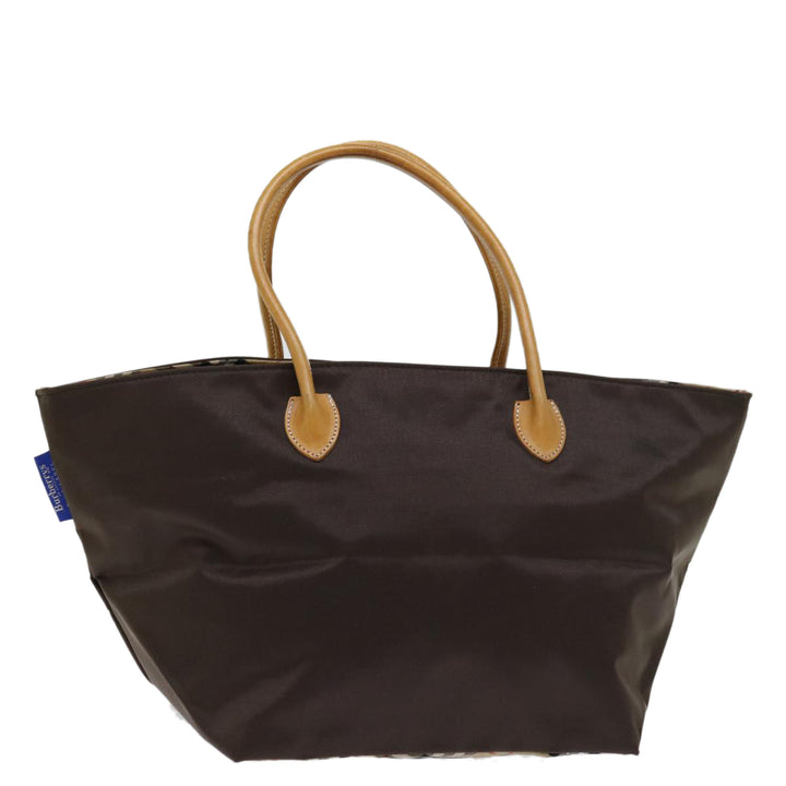 BurberrySs Nova Check Blue Label Tote Bag Nylon Brown Auth bs12913