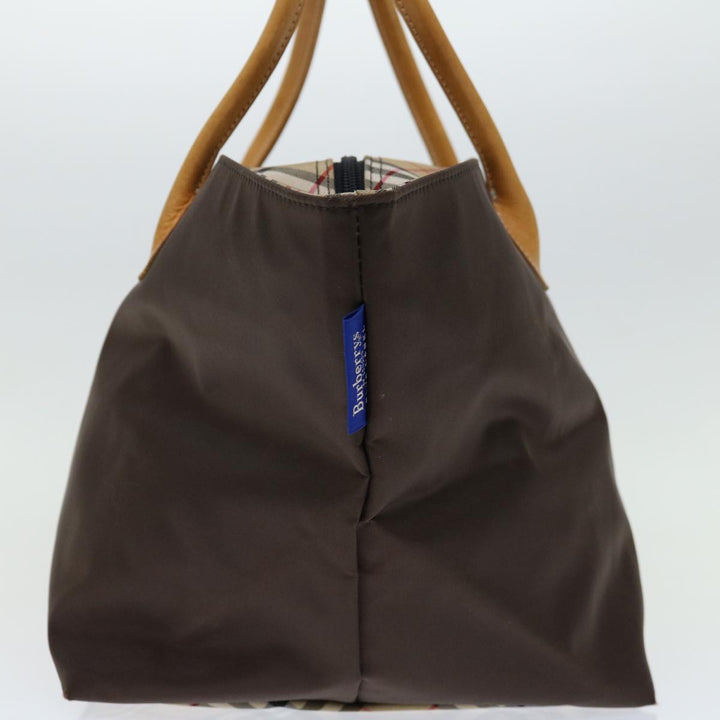 BurberrySs Nova Check Blue Label Tote Bag Nylon Brown Auth bs12913