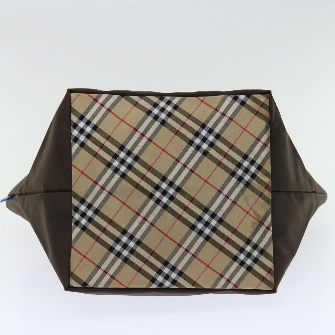 BurberrySs Nova Check Blue Label Tote Bag Nylon Brown Auth bs12913