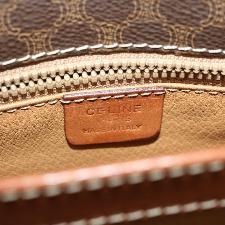 Celine Macadam Canvas Shoulder Bag PVC Leather Brown Auth bs12922