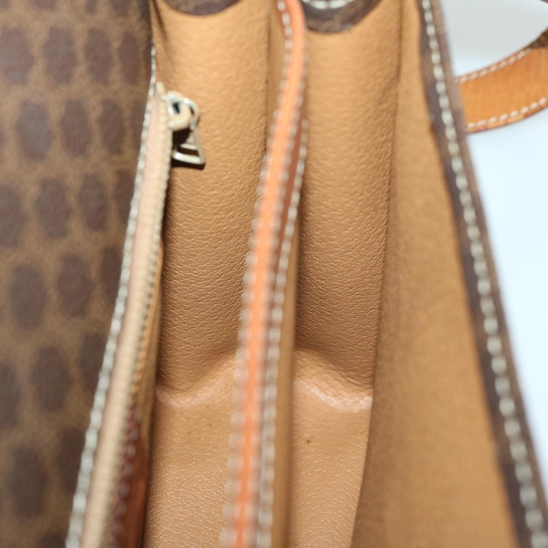 Celine Macadam Canvas Shoulder Bag PVC Leather Brown Auth bs12922