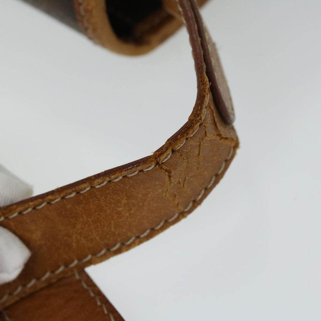 Celine Macadam Canvas Shoulder Bag PVC Leather Brown Auth bs12922