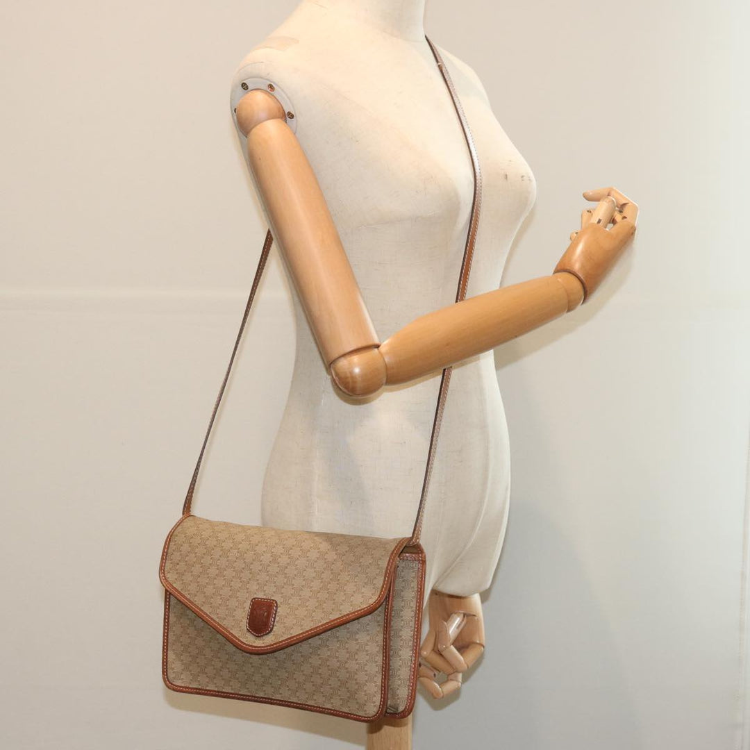 Celine Macadam Canvas Shoulder Bag Beige  12923