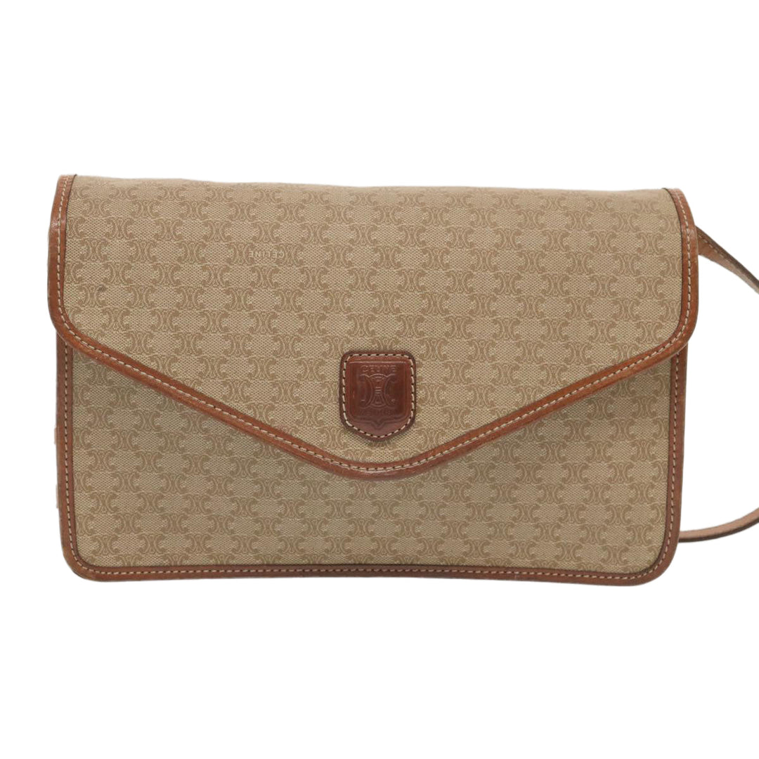 Celine Macadam Canvas Shoulder Bag Beige  12923