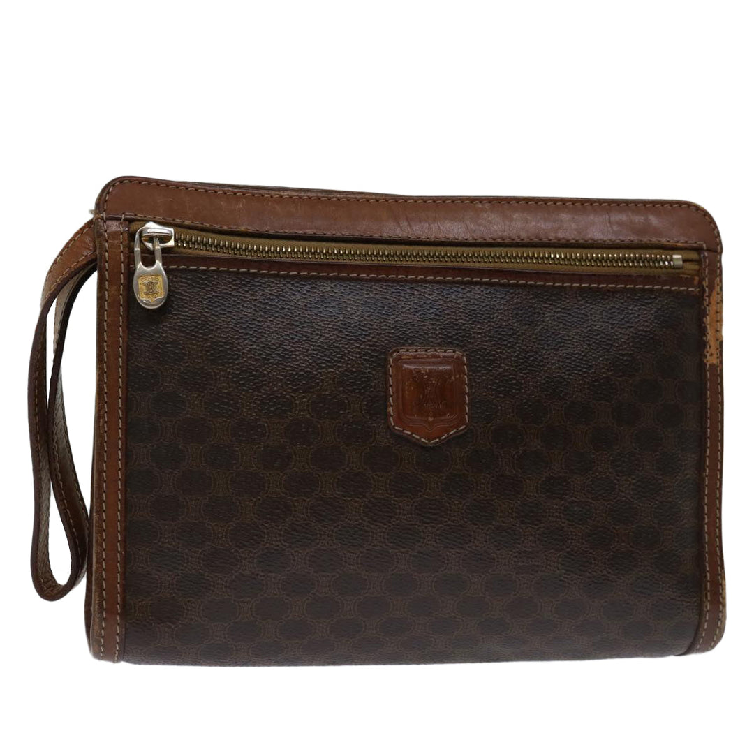 Celine Macadam Canvas Clutch Bag PVC Brown Auth bs12948