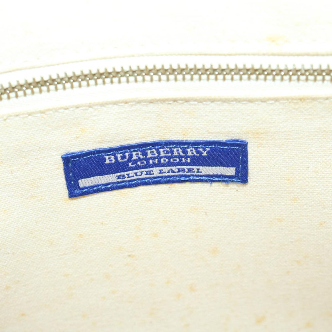 Burberry Blue Label Hand Bag Canvas Beige Auth bs12954