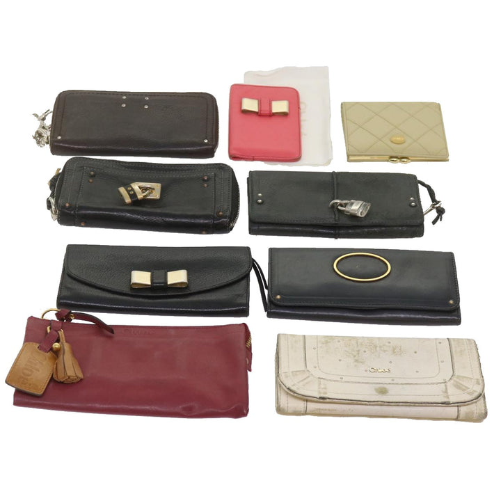 Chloe Wallet Leather 9Set Black Beige Red bs12968