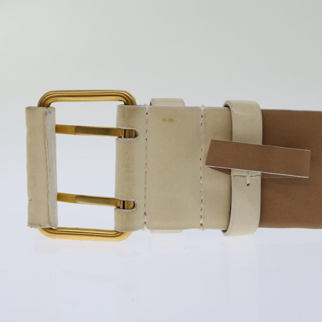 Chanel Belt Lamb Skin 33.9" Beige CC Auth bs13045