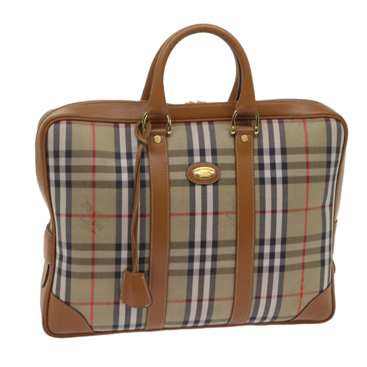 BURBERRYSs Nova Check Hand Bag Canvas Beige Brown Auth bs13065