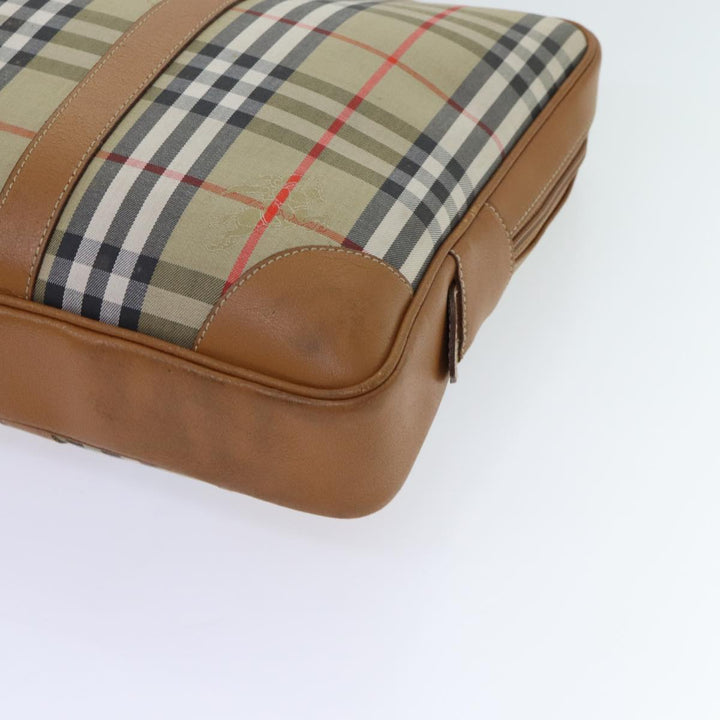 BURBERRYSs Nova Check Hand Bag Canvas Beige Brown Auth bs13065