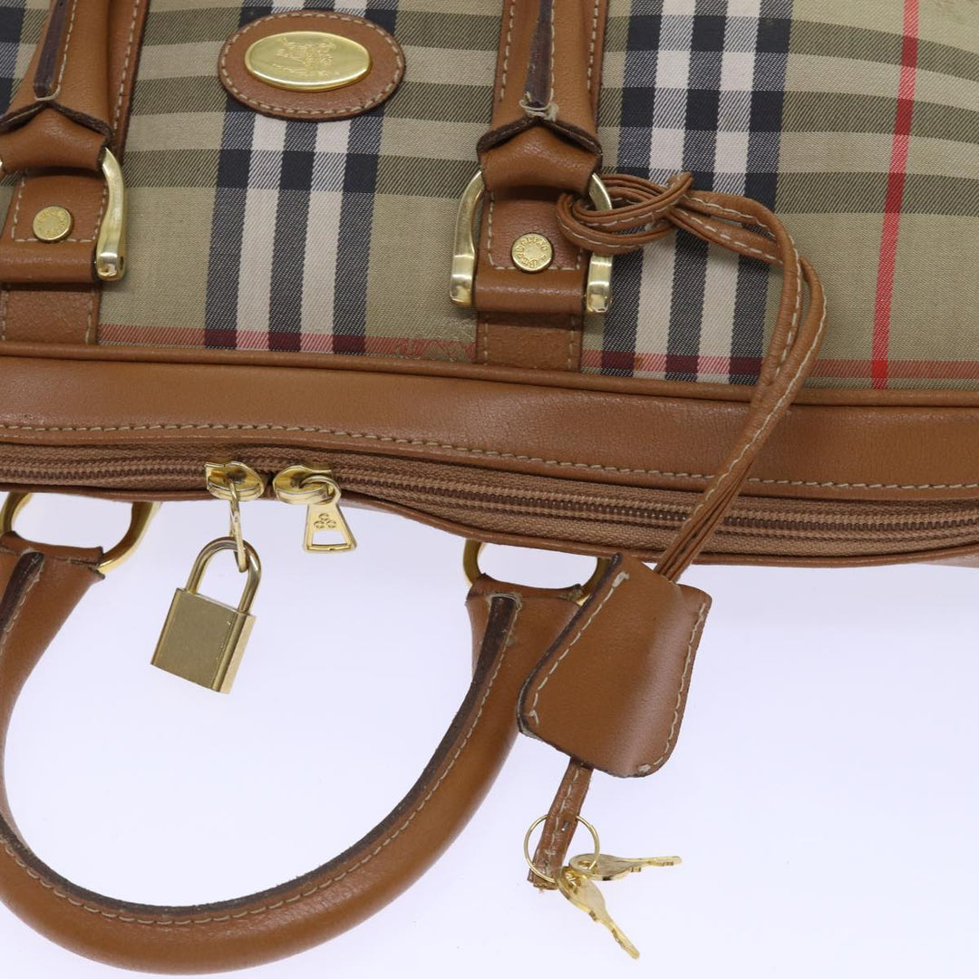 BURBERRYSs Nova Check Hand Bag Canvas Beige Brown Auth bs13065