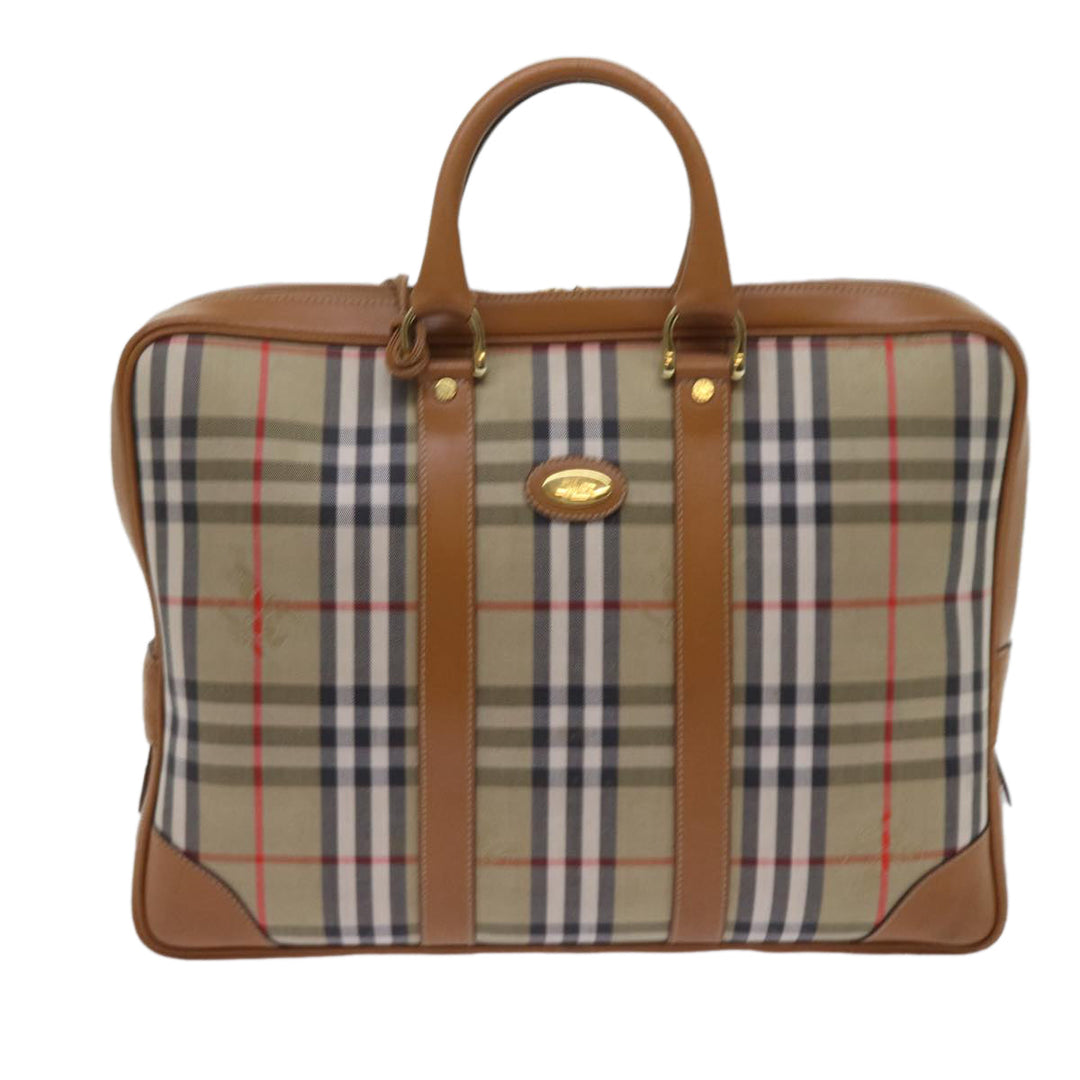 BURBERRYSs Nova Check Hand Bag Canvas Beige Brown Auth bs13065
