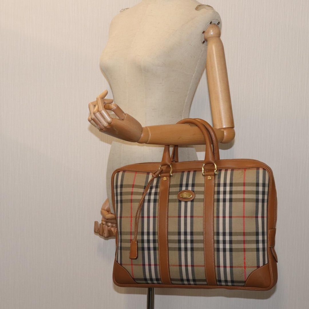 BURBERRYSs Nova Check Hand Bag Canvas Beige Brown Auth bs13065
