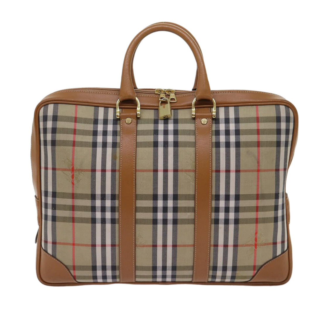 BURBERRYSs Nova Check Hand Bag Canvas Beige Brown Auth bs13065