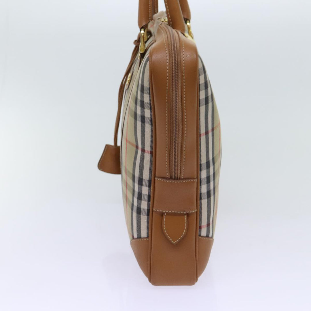 BURBERRYSs Nova Check Hand Bag Canvas Beige Brown Auth bs13065