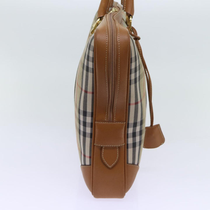 BURBERRYSs Nova Check Hand Bag Canvas Beige Brown Auth bs13065