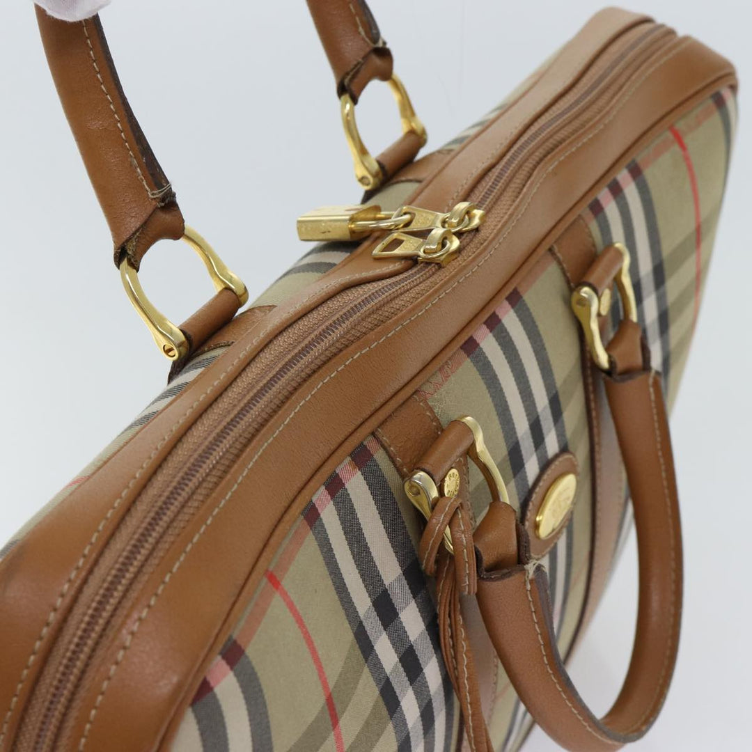 BURBERRYSs Nova Check Hand Bag Canvas Beige Brown Auth bs13065