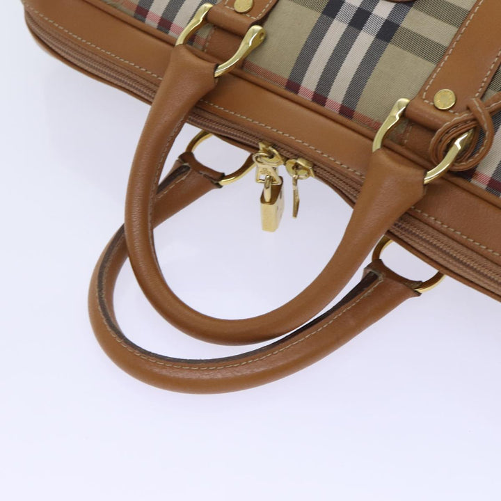 BURBERRYSs Nova Check Hand Bag Canvas Beige Brown Auth bs13065