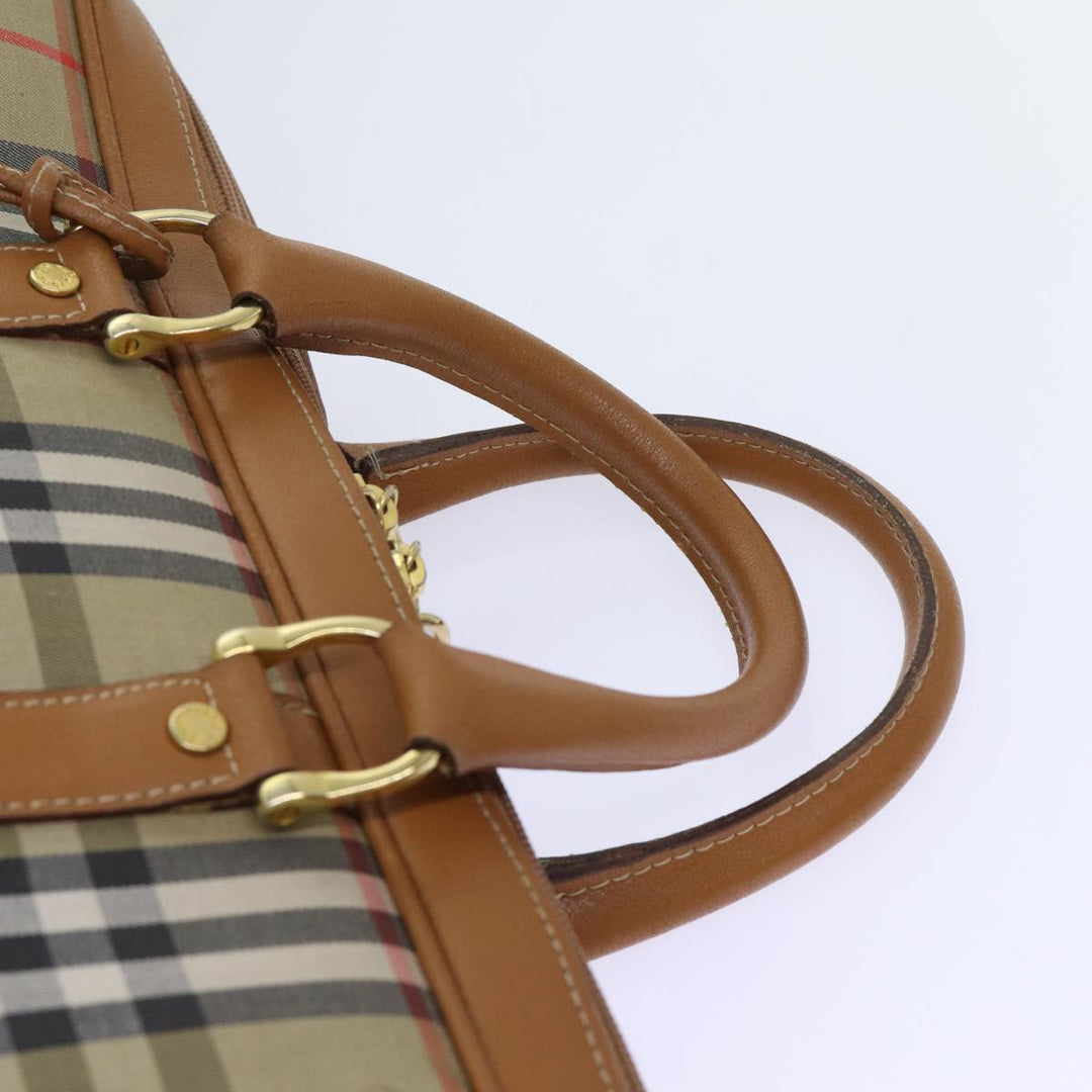 BURBERRYSs Nova Check Hand Bag Canvas Beige Brown Auth bs13065