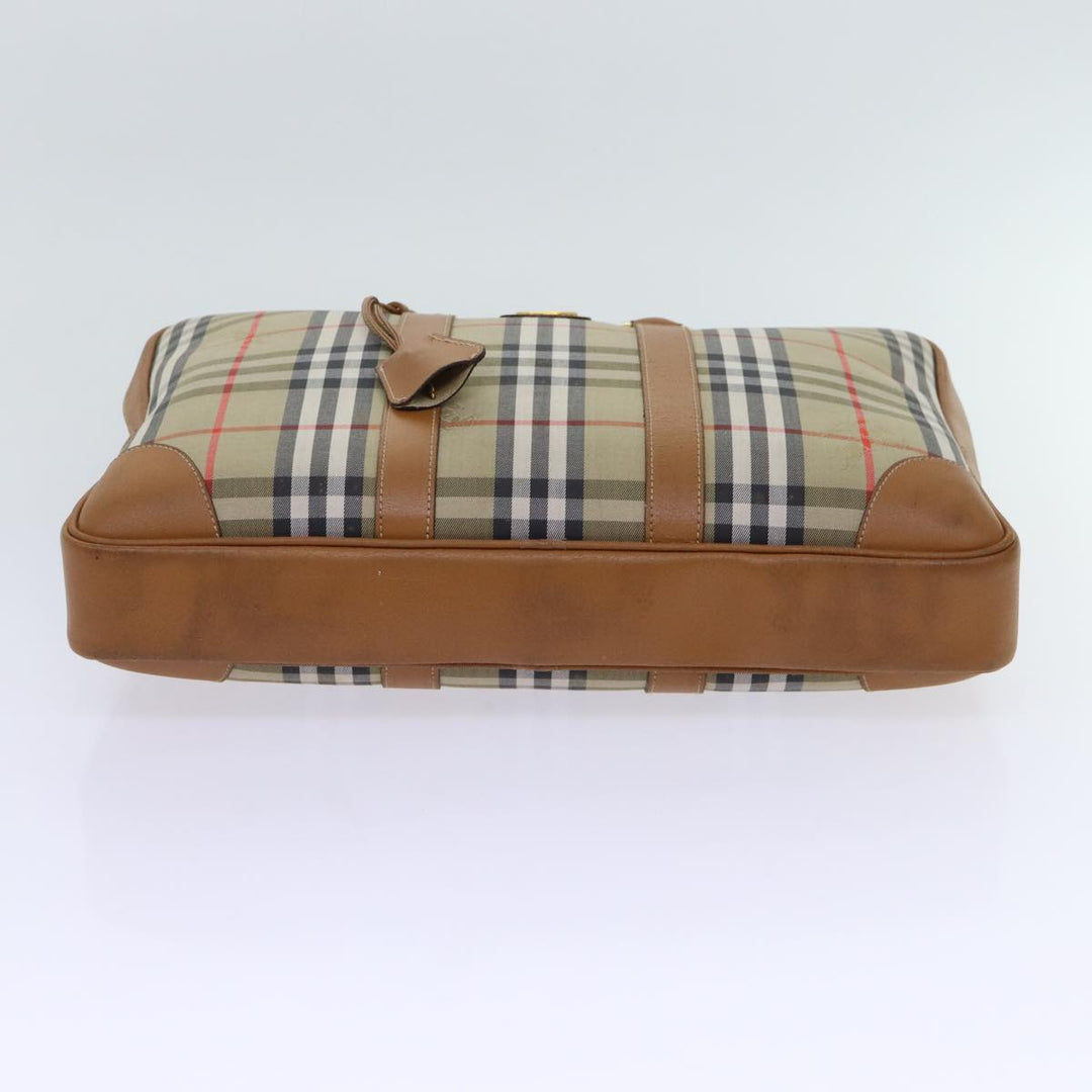 BURBERRYSs Nova Check Hand Bag Canvas Beige Brown Auth bs13065