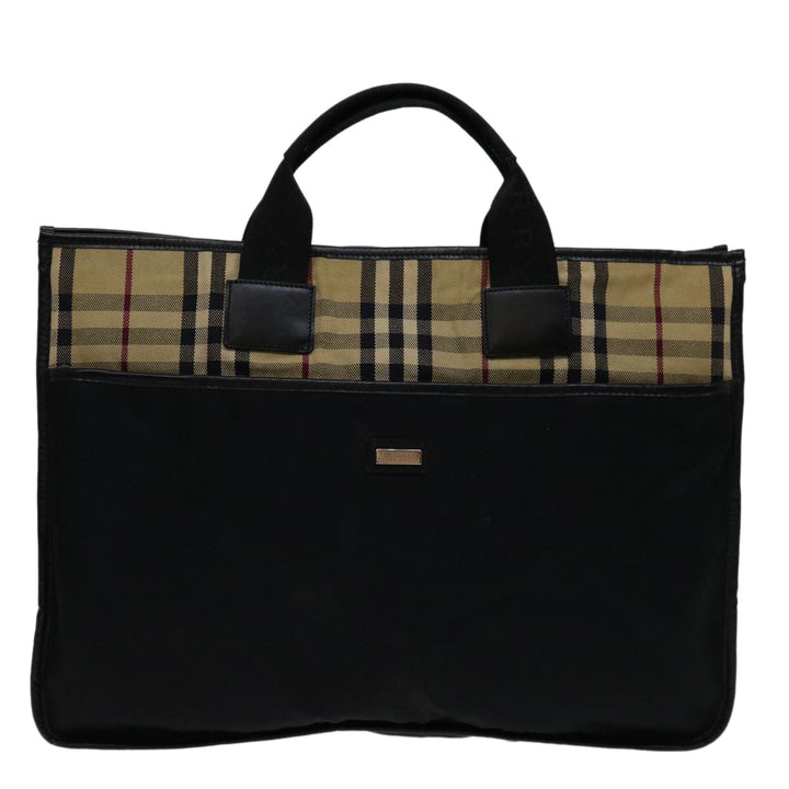 Burberry Nova Check Hand Bag Nylon Beige Brown Auth bs13067