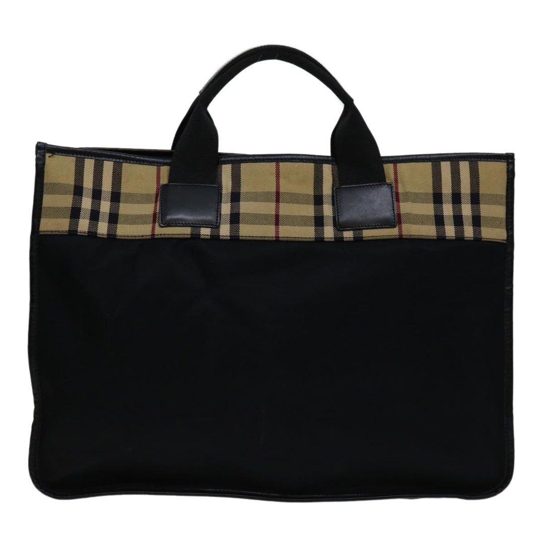 Burberry Nova Check Hand Bag Nylon Beige Brown Auth bs13067