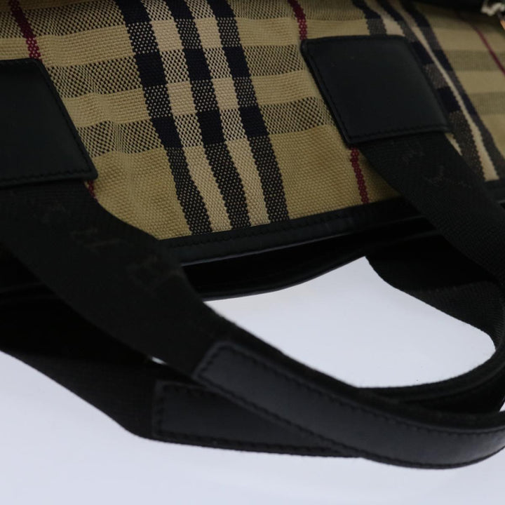 Burberry Nova Check Hand Bag Nylon Beige Brown Auth bs13067