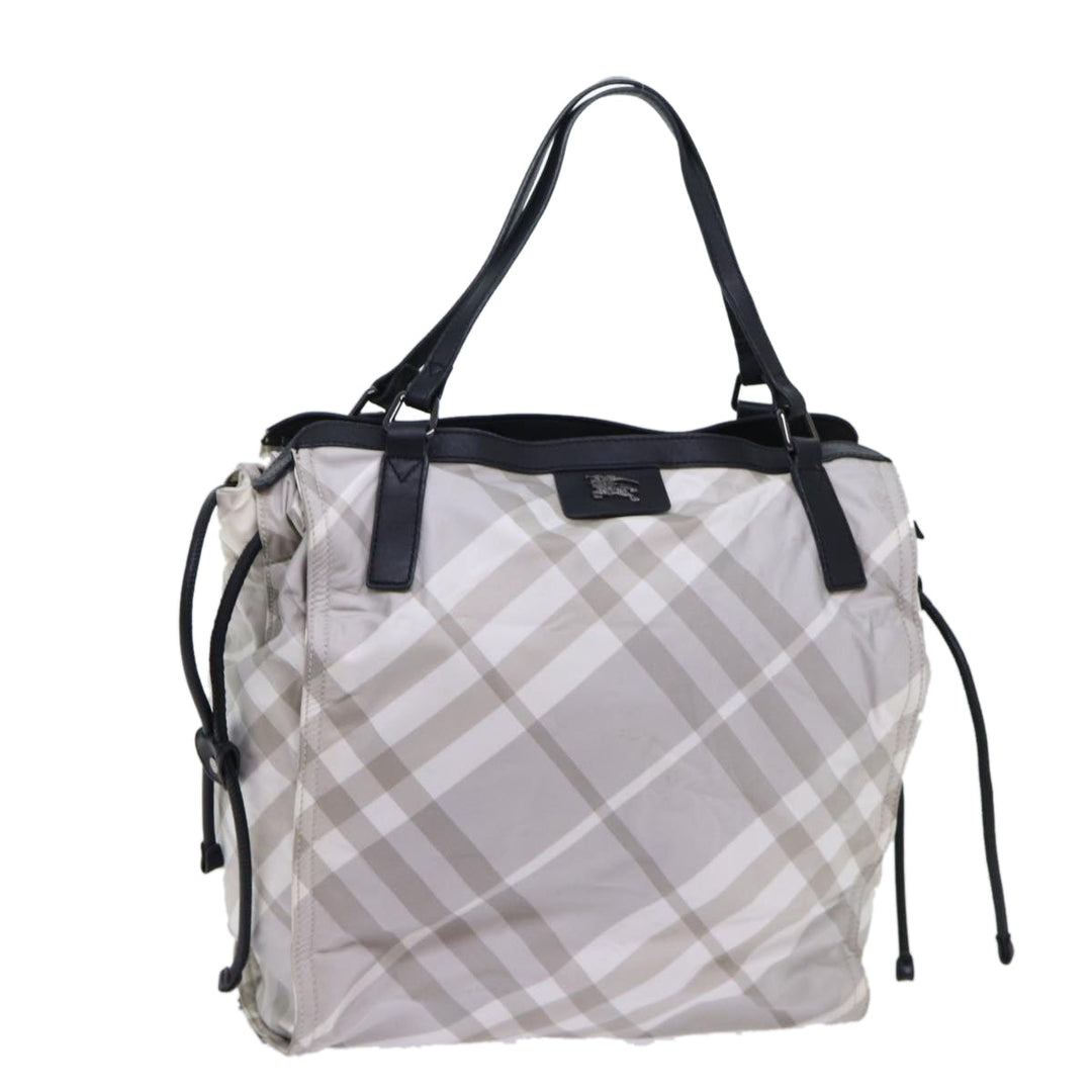 BURBERRY Nova Check Tote Bag Nylon Gray Black Auth bs13094