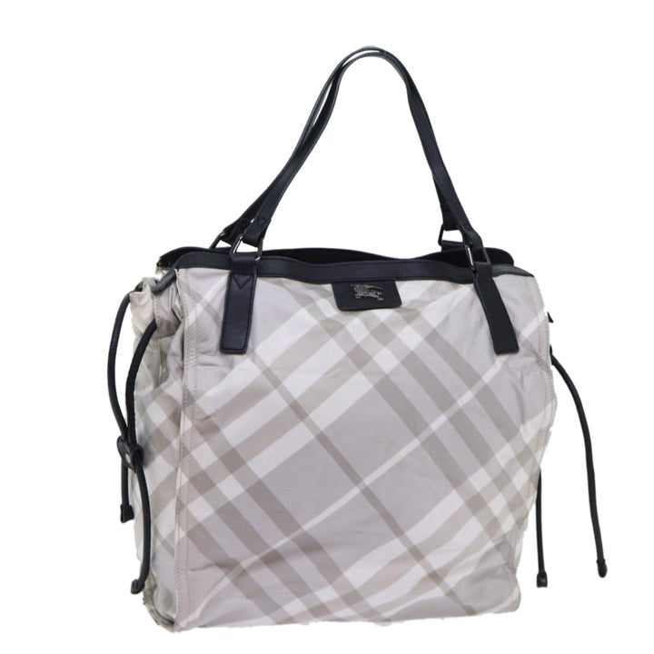 BURBERRY Nova Check Tote Bag Nylon Gray Black Auth bs13094