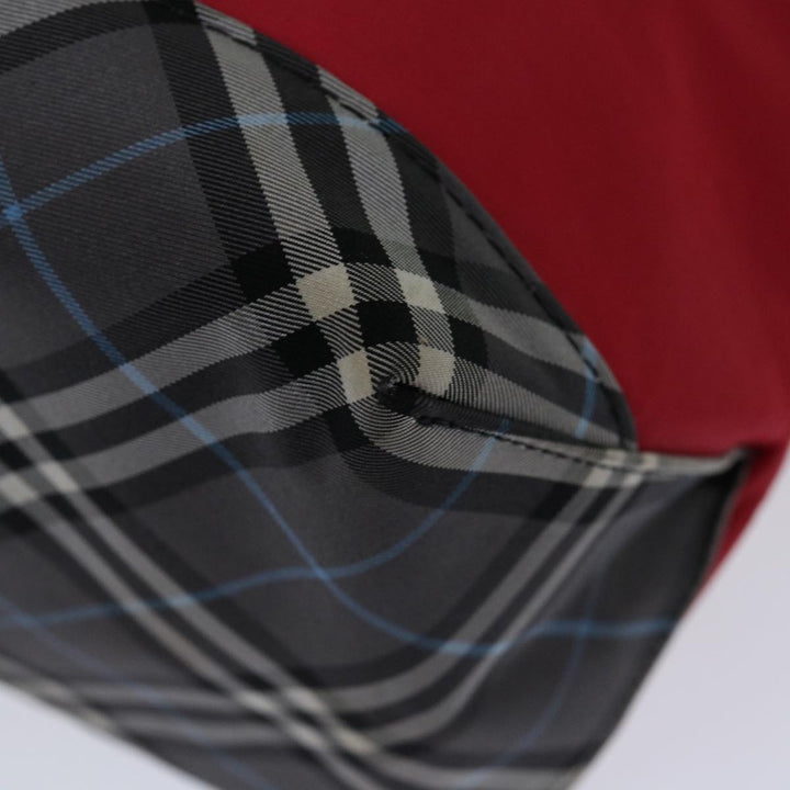 BurberrySs Nova Check Blue Label Hand Bag Nylon Red Black Auth bs13095