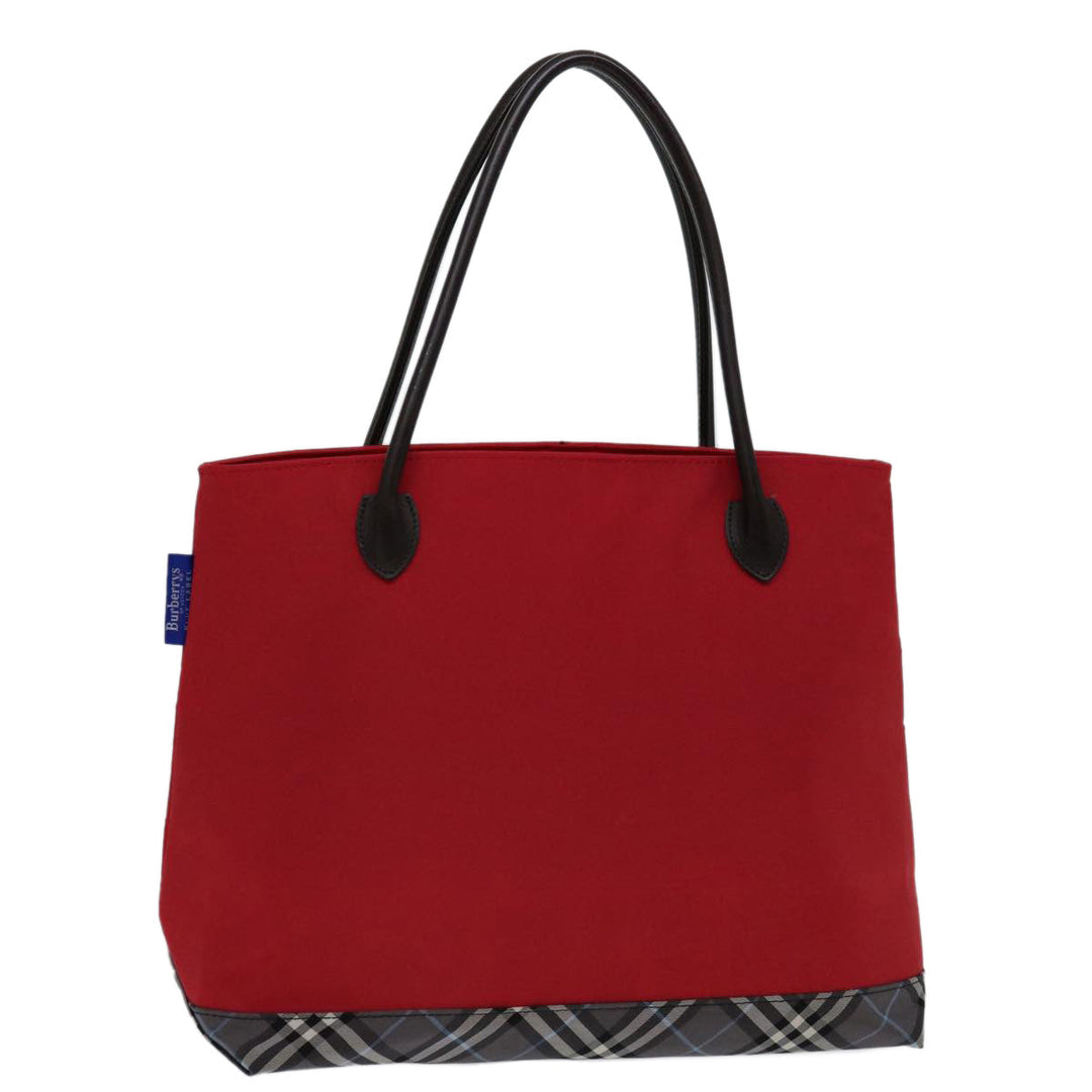 BurberrySs Nova Check Blue Label Hand Bag Nylon Red Black Auth bs13095