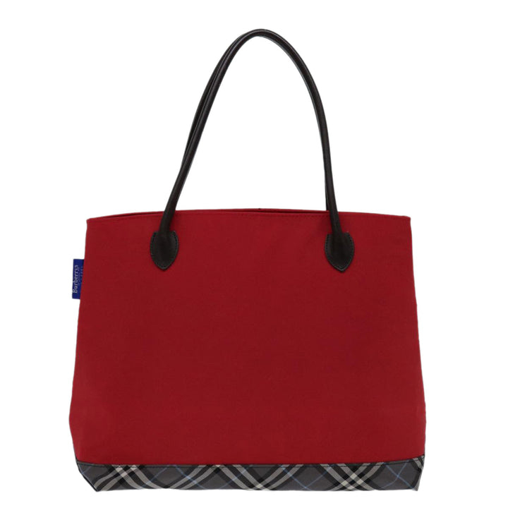 BurberrySs Nova Check Blue Label Hand Bag Nylon Red Black Auth bs13095