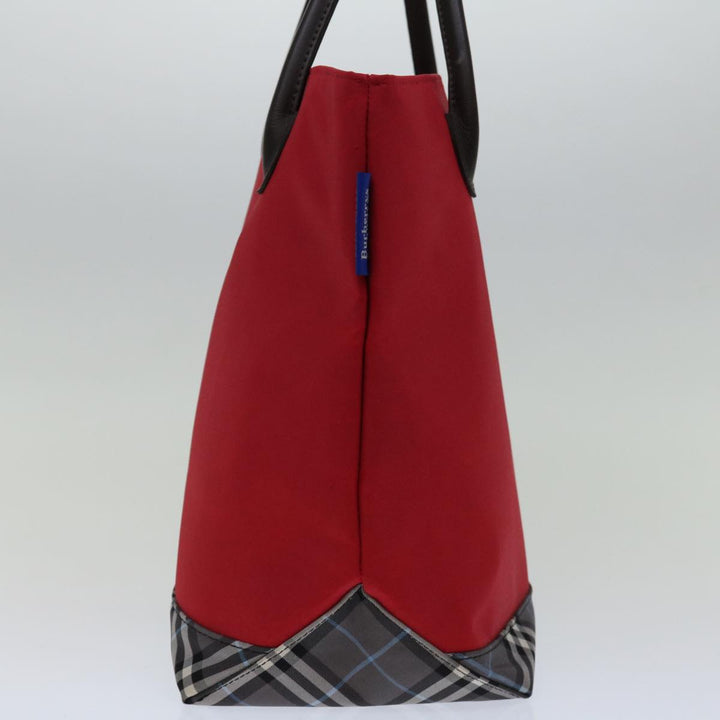 BurberrySs Nova Check Blue Label Hand Bag Nylon Red Black Auth bs13095