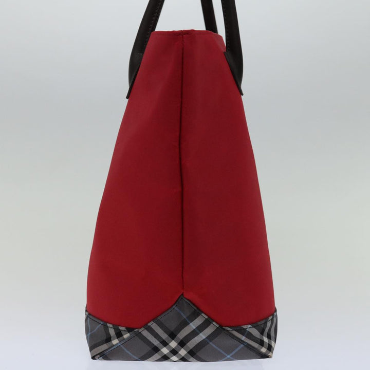 BurberrySs Nova Check Blue Label Hand Bag Nylon Red Black Auth bs13095