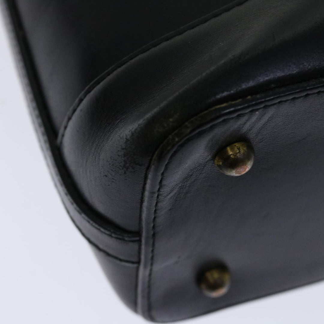 Burberry Hand Bag Leather Black Auth bs13097