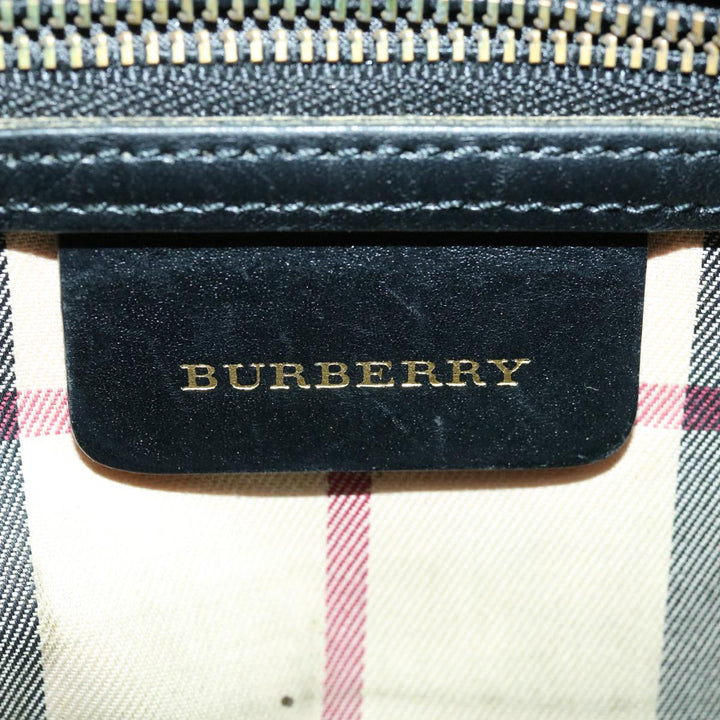 Burberry Hand Bag Leather Black Auth bs13097