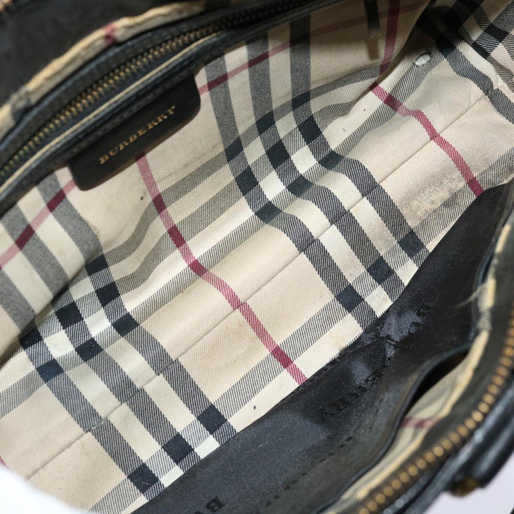 Burberry Hand Bag Leather Black Auth bs13097