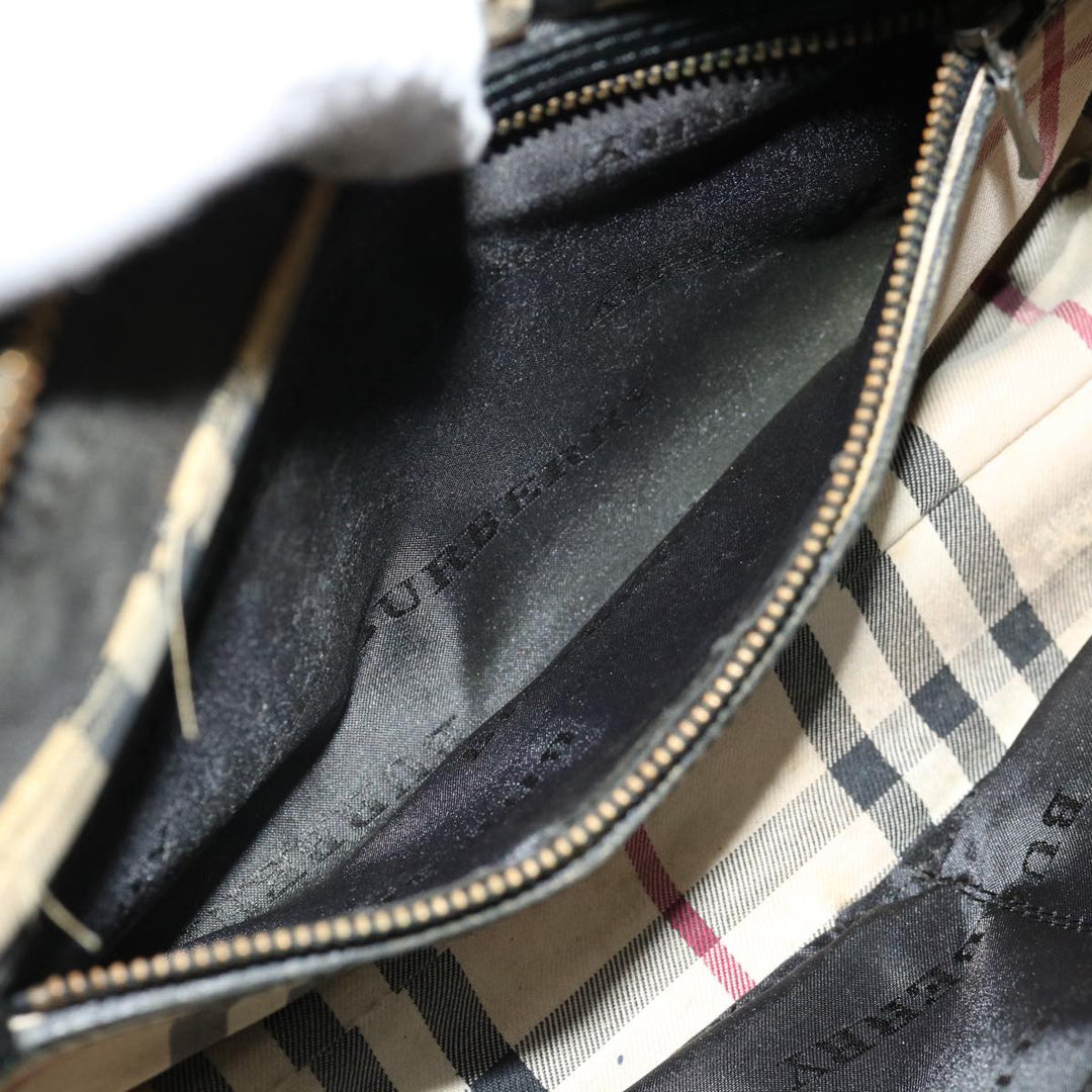 Burberry Hand Bag Leather Black Auth bs13097