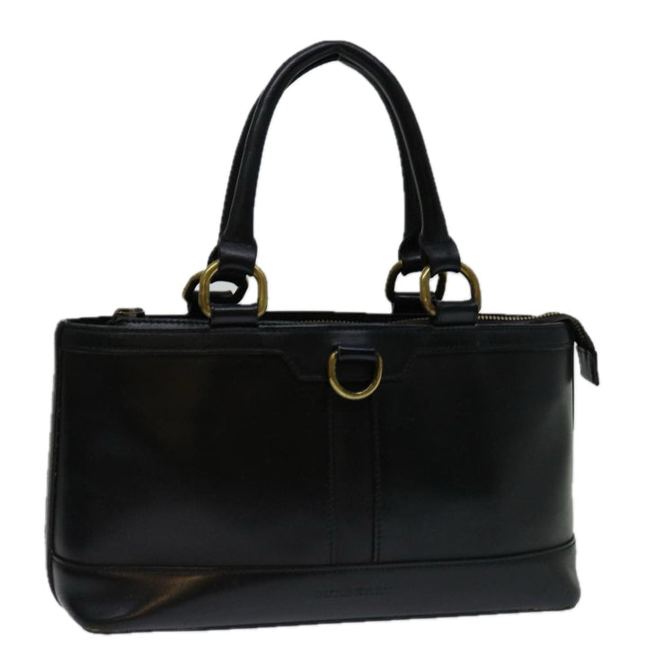Burberry Hand Bag Leather Black Auth bs13097