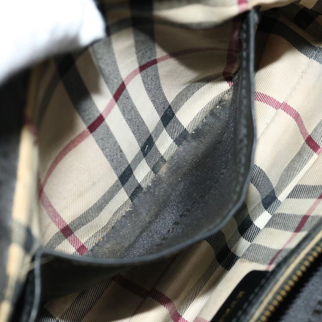 Burberry Hand Bag Leather Black Auth bs13097