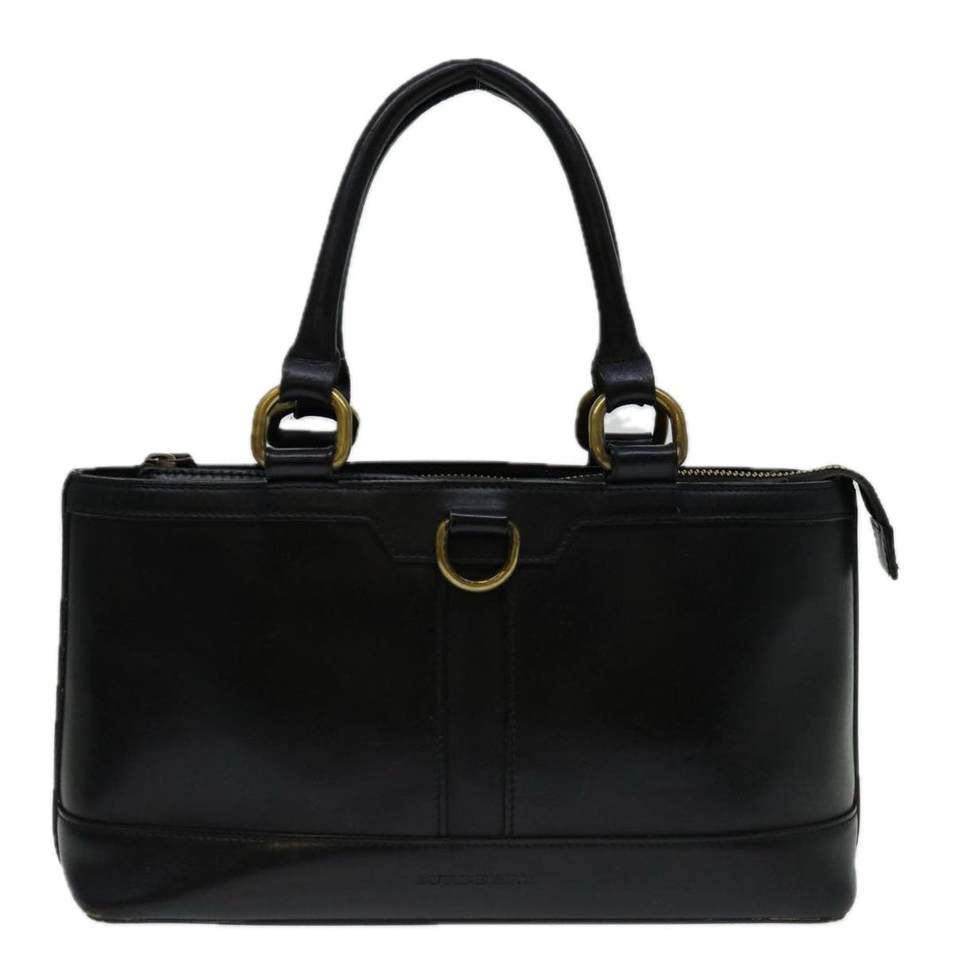 Burberry Hand Bag Leather Black Auth bs13097