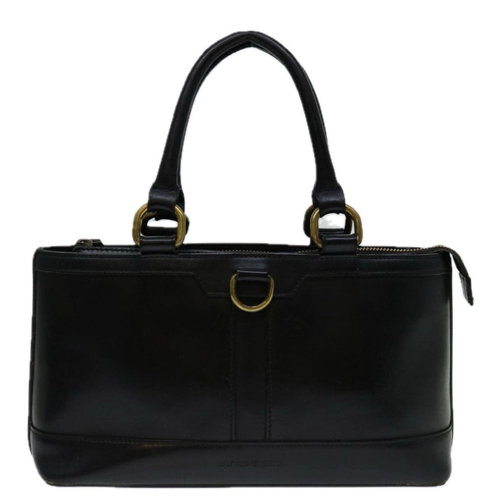 Burberry Hand Bag Leather Black Auth bs13097