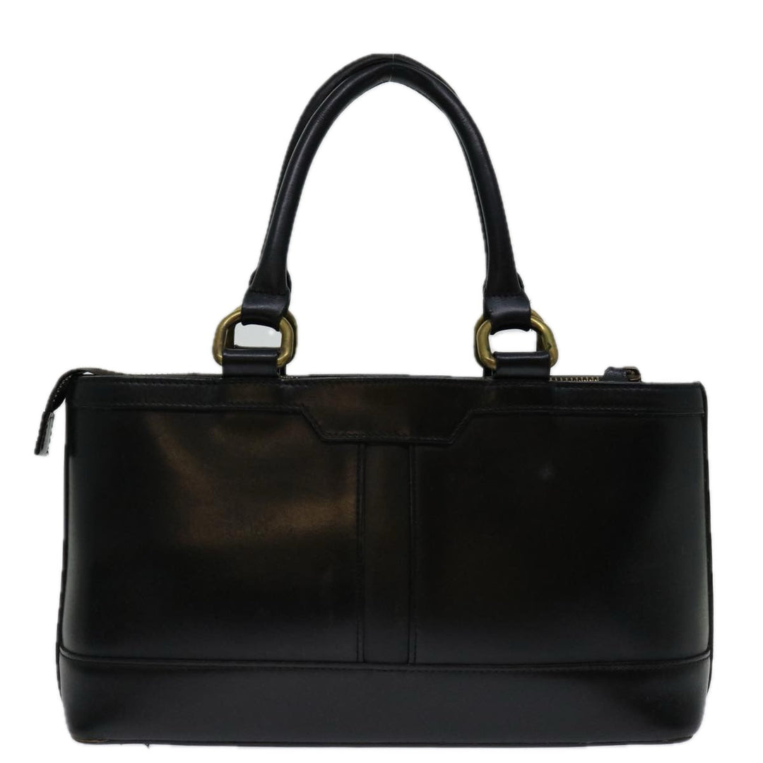 Burberry Hand Bag Leather Black Auth bs13097