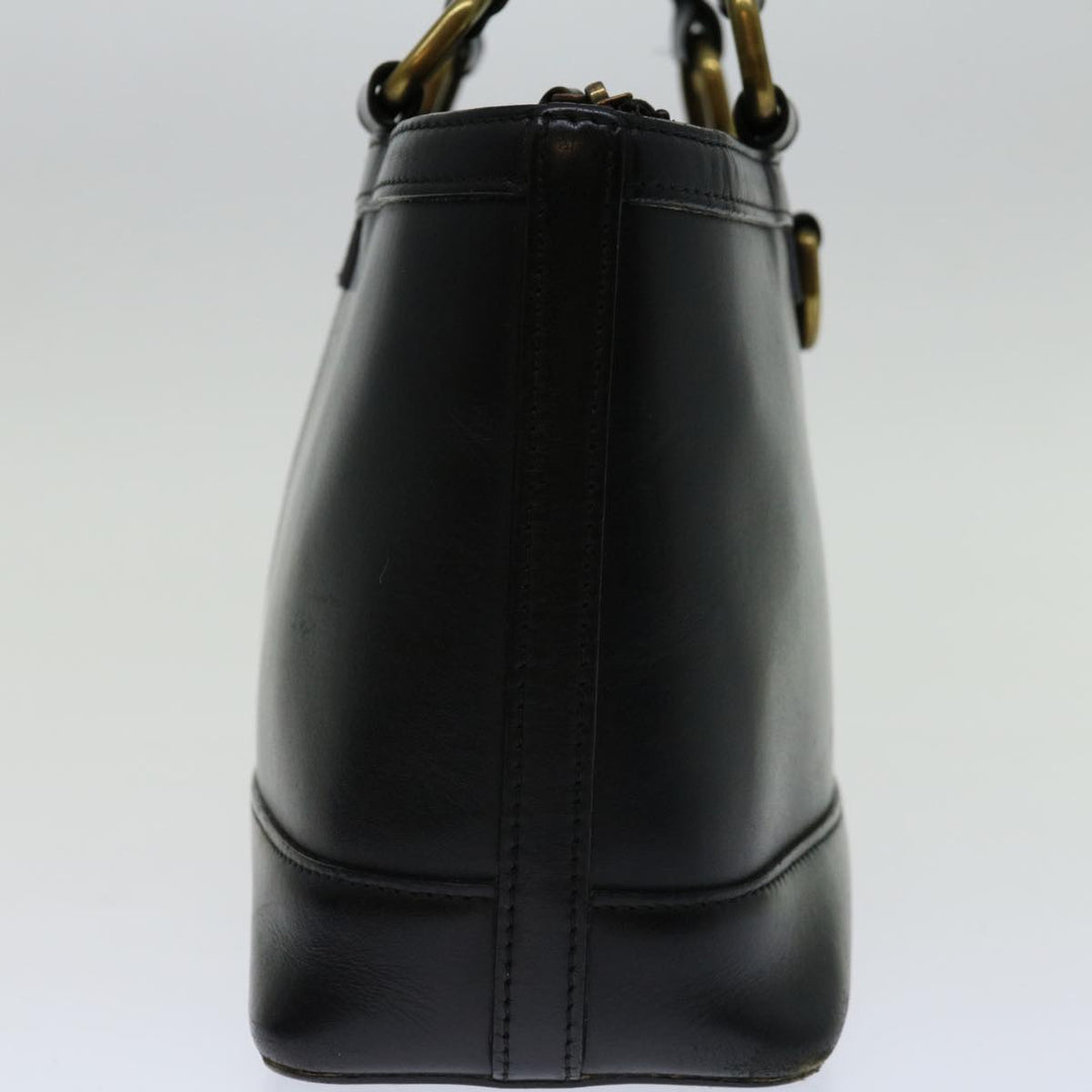 Burberry Hand Bag Leather Black Auth bs13097